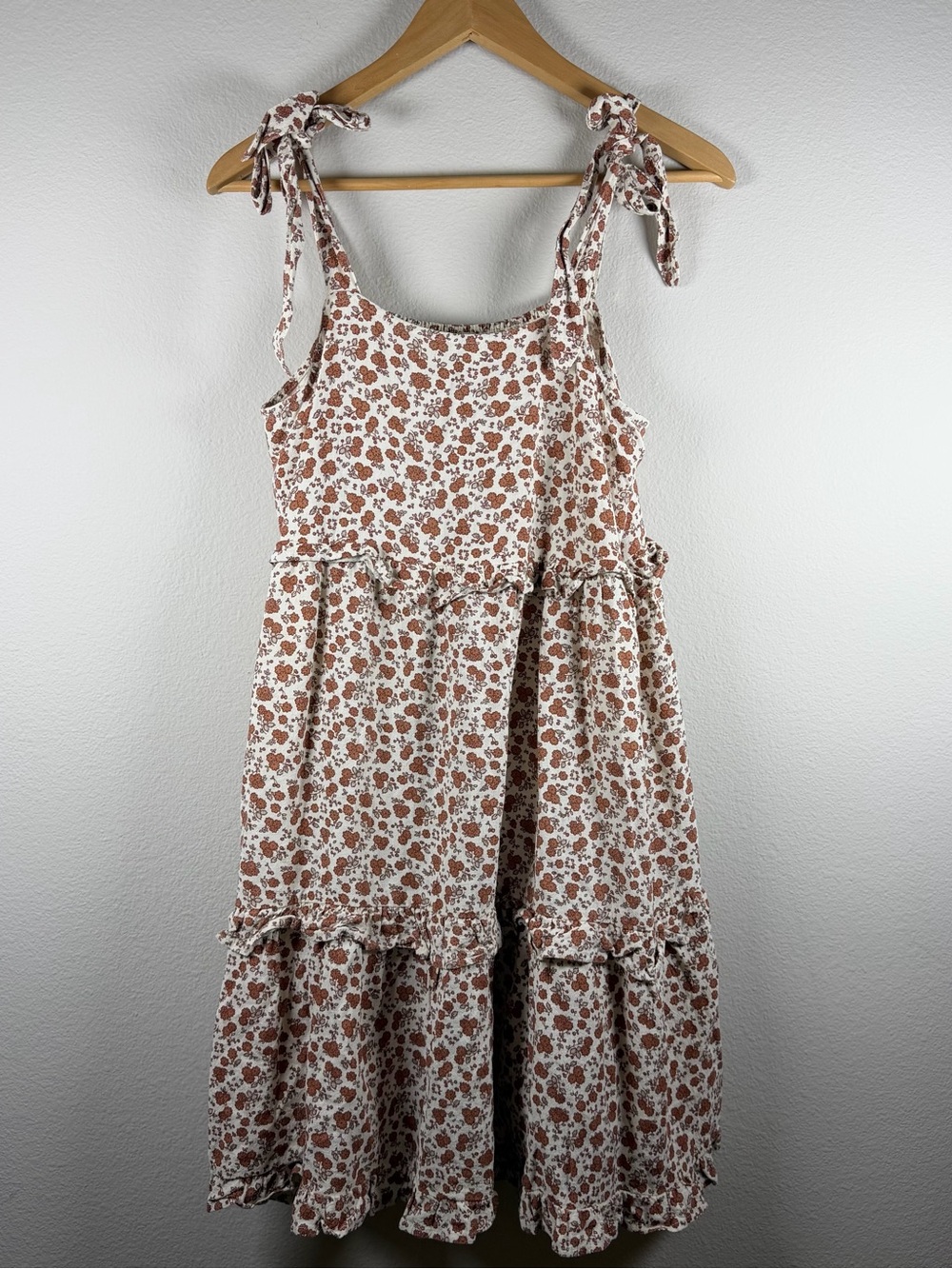 Rylee + Cru Cream Dress with Rust Floral Print